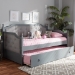 Baxton Studio Mara Classic and Traditional Grey Fabric Upholstered Grey Finished Wood Twin Size Daybed with Trundle - MG0014-Grey/Grey-Daybed