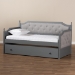 Baxton Studio Mara Classic and Traditional Grey Fabric Upholstered Grey Finished Wood Twin Size Daybed with Trundle - MG0014-Grey/Grey-Daybed
