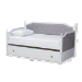 Baxton Studio Mara Classic and Traditional Grey Fabric Upholstered White Finished Wood Twin Size Daybed with Trundle - MG0014-Grey/White-Daybed