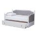 Baxton Studio Mara Classic and Traditional Grey Fabric Upholstered White Finished Wood Twin Size Daybed with Trundle - MG0014-Grey/White-Daybed