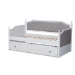 Baxton Studio Mara Classic and Traditional Grey Fabric Upholstered White Finished Wood Twin Size Daybed with Trundle - MG0014-Grey/White-Daybed