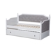 Baxton Studio Mara Classic and Traditional Grey Fabric Upholstered White Finished Wood Twin Size Daybed with Trundle - MG0014-Grey/White-Daybed