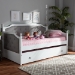 Baxton Studio Mara Classic and Traditional Grey Fabric Upholstered White Finished Wood Twin Size Daybed with Trundle - MG0014-Grey/White-Daybed