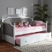 Baxton Studio Mara Classic and Traditional Grey Fabric Upholstered White Finished Wood Twin Size Daybed with Trundle - MG0014-Grey/White-Daybed