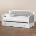 Baxton Studio Mara Classic and Traditional Grey Fabric Upholstered White Finished Wood Twin Size Daybed with Trundle - MG0014-Grey/White-Daybed