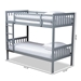 Baxton Studio Jude Modern and Contemporary Grey Finished Wood Twin Size Bunk Bed - MG0045-Grey-Twin Bunk Bed