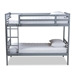 Baxton Studio Liam Modern and Contemporary Grey Finished Wood Twin Size Bunk Bed - MG0048-Grey-Twin Bunk Bed