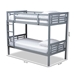 Baxton Studio Liam Modern and Contemporary Grey Finished Wood Twin Size Bunk Bed - MG0048-Grey-Twin Bunk Bed