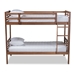 Baxton Studio Liam Modern and Contemporary Walnut Brown Finished Wood Twin Size Bunk Bed - MG0048-Walnut-Twin Bunk Bed