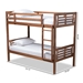 Baxton Studio Liam Modern and Contemporary Walnut Brown Finished Wood Twin Size Bunk Bed - MG0048-Walnut-Twin Bunk Bed