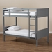 Baxton Studio Elsie Modern and Contemporary Grey Finished Wood Twin Size Bunk Bed - MG0051-Grey-Twin Bunk Bed