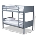 Baxton Studio Elsie Modern and Contemporary Grey Finished Wood Twin Size Bunk Bed - MG0051-Grey-Twin Bunk Bed