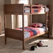 Baxton Studio Elsie Modern and Contemporary Walnut Brown Finished Wood Twin Size Bunk Bed - MG0051-Walnut-Twin Bunk Bed