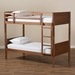 Baxton Studio Elsie Modern and Contemporary Walnut Brown Finished Wood Twin Size Bunk Bed - MG0051-Walnut-Twin Bunk Bed