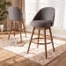 Baxton Studio Carra Mid-Century Modern Grey Fabric Upholstered Walnut-Finished Wood Swivel Bar Stool (Set of 2) - BBT5355B-Grey/Walnut-BS