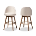 Baxton Studio Carra Mid-Century Modern Light Beige Fabric Upholstered Walnut-Finished Wood 2-Piece Swivel Bar Stool Set - BBT5355B-Light Beige/Walnut-BS