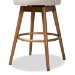 Baxton Studio Carra Mid-Century Modern Light Beige Fabric Upholstered Walnut-Finished Wood 2-Piece Swivel Bar Stool Set - BBT5355B-Light Beige/Walnut-BS