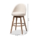 Baxton Studio Carra Mid-Century Modern Light Beige Fabric Upholstered Walnut-Finished Wood 2-Piece Swivel Bar Stool Set - BBT5355B-Light Beige/Walnut-BS