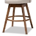 Baxton Studio Carra Mid-Century Modern Light Beige Fabric Upholstered Walnut-Finished Wood Swivel Counter Stool (Set of 2) - BBT5355C-Light Beige/Walnut-CS