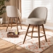 Baxton Studio Carra Mid-Century Modern Light Beige Fabric Upholstered Walnut-Finished Wood Swivel Counter Stool (Set of 2) - BBT5355C-Light Beige/Walnut-CS