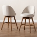 Baxton Studio Carra Mid-Century Modern Light Beige Fabric Upholstered Walnut-Finished Wood Swivel Counter Stool (Set of 2) - BBT5355C-Light Beige/Walnut-CS