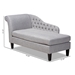 Baxton Studio Florent Modern and Contemporary Grey Fabric Upholstered Black Finished Chaise Lounge - CFCL2-Grey/Black-KD Chaise