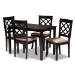 Baxton Studio Verner Modern and Contemporary Sand Fabric Upholstered Espresso Brown Finished 5-Piece Wood Dining Set