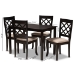 Baxton Studio Verner Modern and Contemporary Sand Fabric Upholstered Espresso Brown Finished 5-Piece Wood Dining Set - RH330C-Sand/Dark Brown-5PC Dining Set