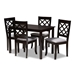 Baxton Studio Verner Modern and Contemporary Grey Fabric Upholstered Espresso Brown Finished 5-Piece Wood Dining Set