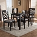 Baxton Studio Verner Modern and Contemporary Grey Fabric Upholstered Espresso Brown Finished 5-Piece Wood Dining Set - RH330C-Grey/Dark Brown-5PC Dining Set