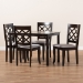Baxton Studio Verner Modern and Contemporary Grey Fabric Upholstered Espresso Brown Finished 5-Piece Wood Dining Set - RH330C-Grey/Dark Brown-5PC Dining Set