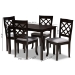 Baxton Studio Verner Modern and Contemporary Grey Fabric Upholstered Espresso Brown Finished 5-Piece Wood Dining Set - RH330C-Grey/Dark Brown-5PC Dining Set