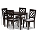Baxton Studio Verner Modern and Contemporary Grey Fabric Upholstered Espresso Brown Finished 5-Piece Wood Dining Set - RH330C-Grey/Dark Brown-5PC Dining Set