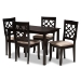 Baxton Studio Mael Modern and Contemporary Sand Fabric Upholstered Espresso Brown Finished 5-Piece Wood Dining Set