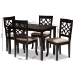 Baxton Studio Mael Modern and Contemporary Sand Fabric Upholstered Espresso Brown Finished 5-Piece Wood Dining Set - RH331C-Sand/Dark Brown-5PC Dining Set