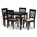 Baxton Studio Mael Modern and Contemporary Sand Fabric Upholstered Espresso Brown Finished 5-Piece Wood Dining Set - RH331C-Sand/Dark Brown-5PC Dining Set
