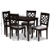 Baxton Studio Mael Modern and Contemporary Grey Fabric Upholstered Espresso Brown Finished 5-Piece Wood Dining Set - RH331C-Grey/Dark Brown-5PC Dining Set
