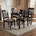 Baxton Studio Renaud Modern and Contemporary Sand Fabric Upholstered Espresso Brown Finished 5-Piece Wood Dining Set - RH332C-Sand/Dark Brown-5PC Dining Set