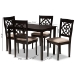 Baxton Studio Renaud Modern and Contemporary Sand Fabric Upholstered Espresso Brown Finished 5-Piece Wood Dining Set - RH332C-Sand/Dark Brown-5PC Dining Set