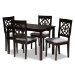 Baxton Studio Renaud Modern and Contemporary Grey Fabric Upholstered Espresso Brown Finished 5-Piece Wood Dining Set