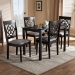 Baxton Studio Renaud Modern and Contemporary Grey Fabric Upholstered Espresso Brown Finished 5-Piece Wood Dining Set - RH332C-Grey/Dark Brown-5PC Dining Set