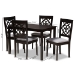 Baxton Studio Renaud Modern and Contemporary Grey Fabric Upholstered Espresso Brown Finished 5-Piece Wood Dining Set - RH332C-Grey/Dark Brown-5PC Dining Set