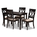 Baxton Studio Lucie Modern and Contemporary Sand Fabric Upholstered Espresso Brown Finished 5-Piece Wood Dining Set