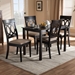 Baxton Studio Lucie Modern and Contemporary Sand Fabric Upholstered Espresso Brown Finished 5-Piece Wood Dining Set - RH333C-Sand/Dark Brown-5PC Dining Set