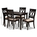 Baxton Studio Lucie Modern and Contemporary Sand Fabric Upholstered Espresso Brown Finished 5-Piece Wood Dining Set - RH333C-Sand/Dark Brown-5PC Dining Set