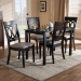 Baxton Studio Lucie Modern and Contemporary Grey Fabric Upholstered Espresso Brown Finished 5-Piece Wood Dining Set - RH333C-Grey/Dark Brown-5PC Dining Set
