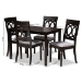 Baxton Studio Lucie Modern and Contemporary Grey Fabric Upholstered Espresso Brown Finished 5-Piece Wood Dining Set - RH333C-Grey/Dark Brown-5PC Dining Set