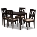 Baxton Studio Cherese Modern and Contemporary Sand Fabric Upholstered Espresso Brown Finished 5-Piece Wood Dining Set