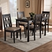 Baxton Studio Cherese Modern and Contemporary Sand Fabric Upholstered Espresso Brown Finished 5-Piece Wood Dining Set - RH334C-Sand/Dark Brown-5PC Dining Set