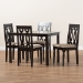 Baxton Studio Cherese Modern and Contemporary Sand Fabric Upholstered Espresso Brown Finished 5-Piece Wood Dining Set - RH334C-Sand/Dark Brown-5PC Dining Set
